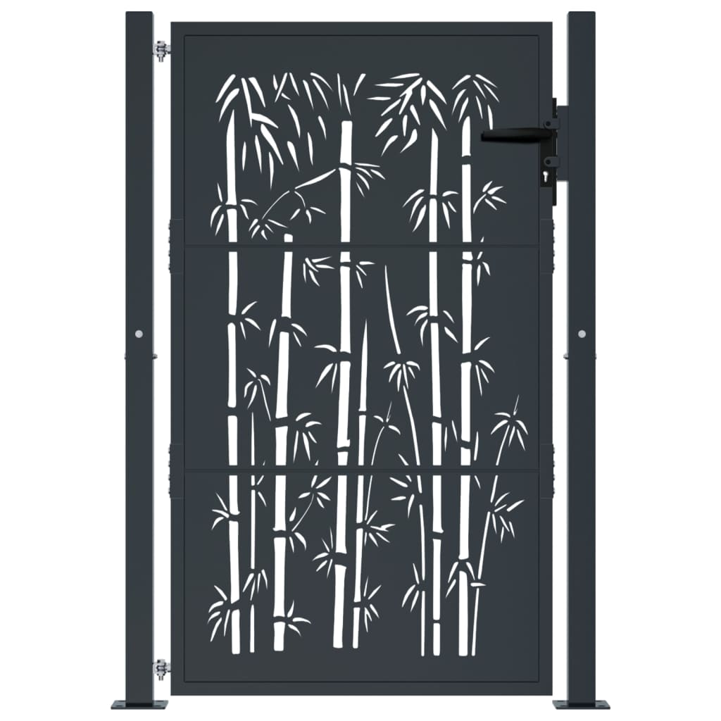vidaXL Poort met bamboe-ontwerp 105x155 cm staal antracietkleurig afbeelding