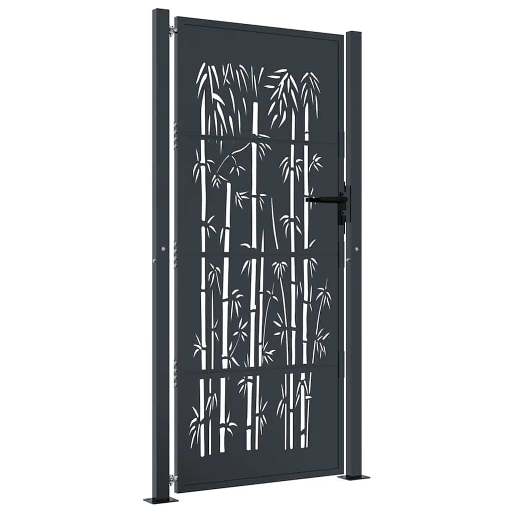 Garden Gate Decorative Outdoor Fence Anthracite Steel Bamboo