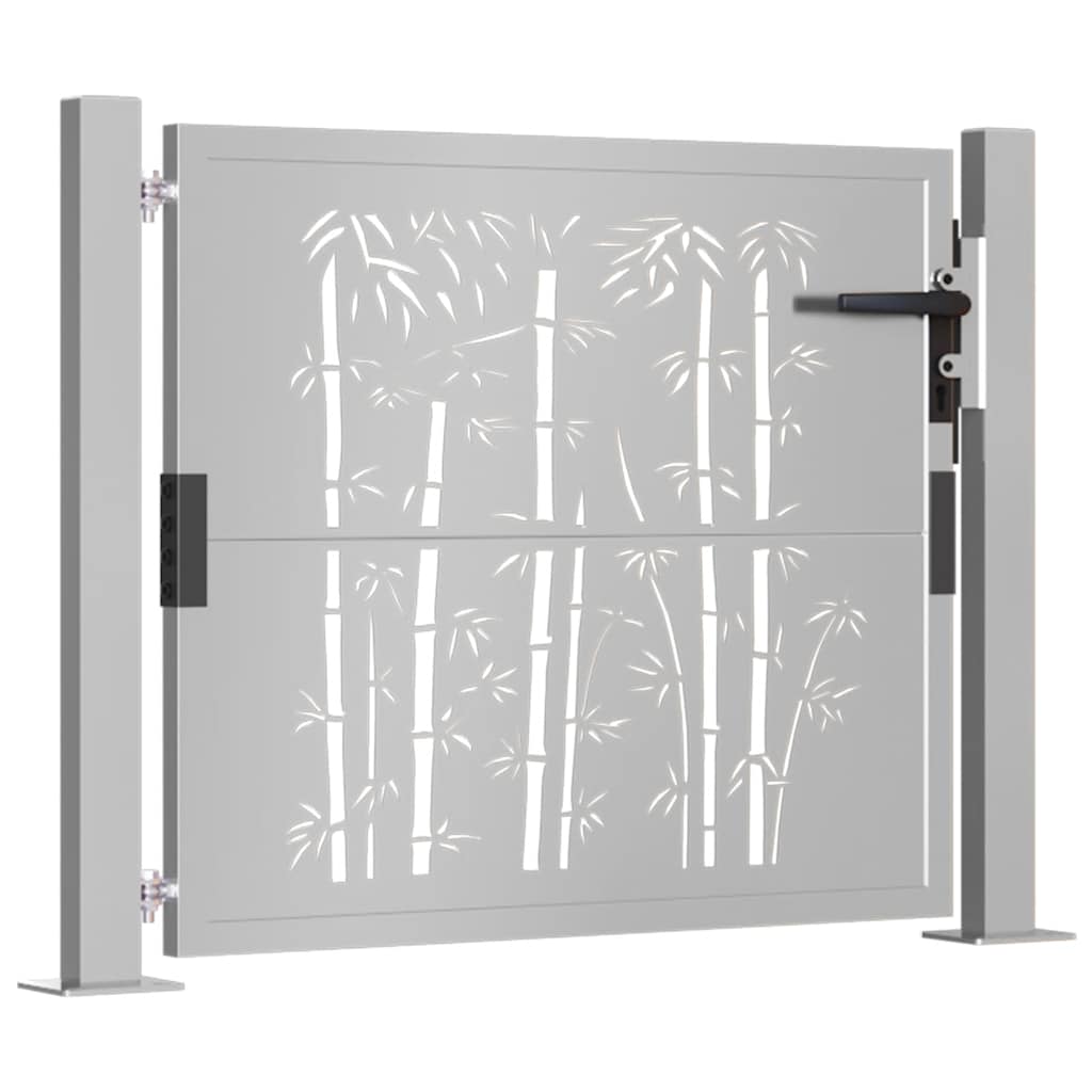 vidaXL Poort met bamboe-ontwerp 105x80 cm cortenstaal afbeelding
