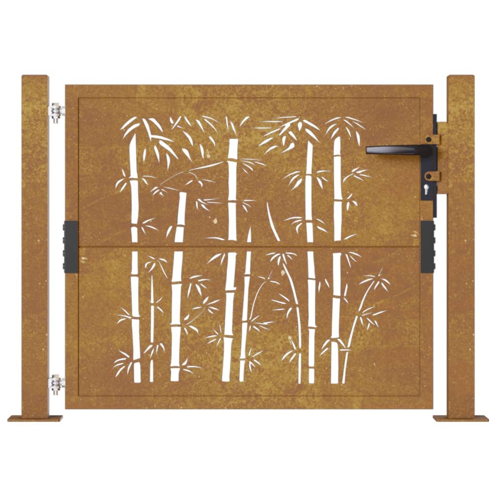 bambuszmintás corten acél kerti kapu 105 x 180 cm