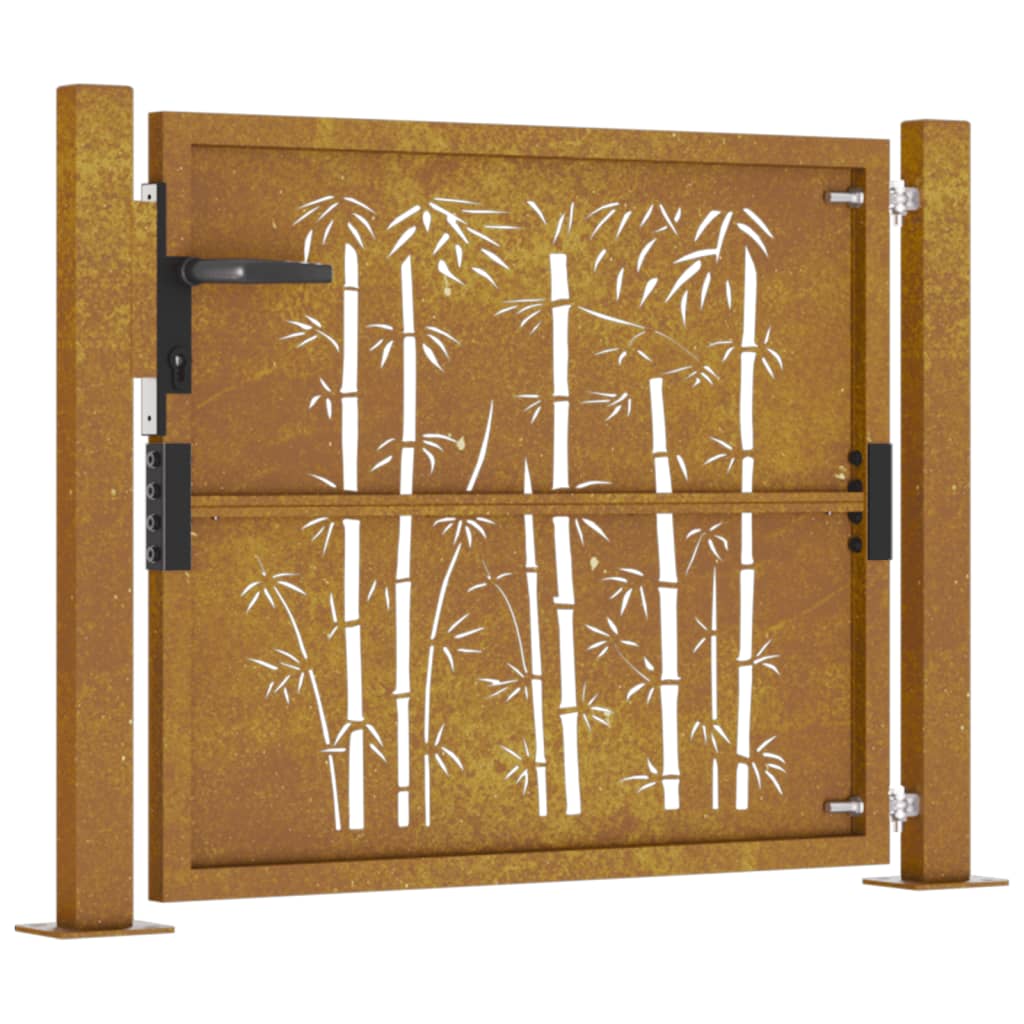 bambuszmintás corten acél kerti kapu 105 x 180 cm
