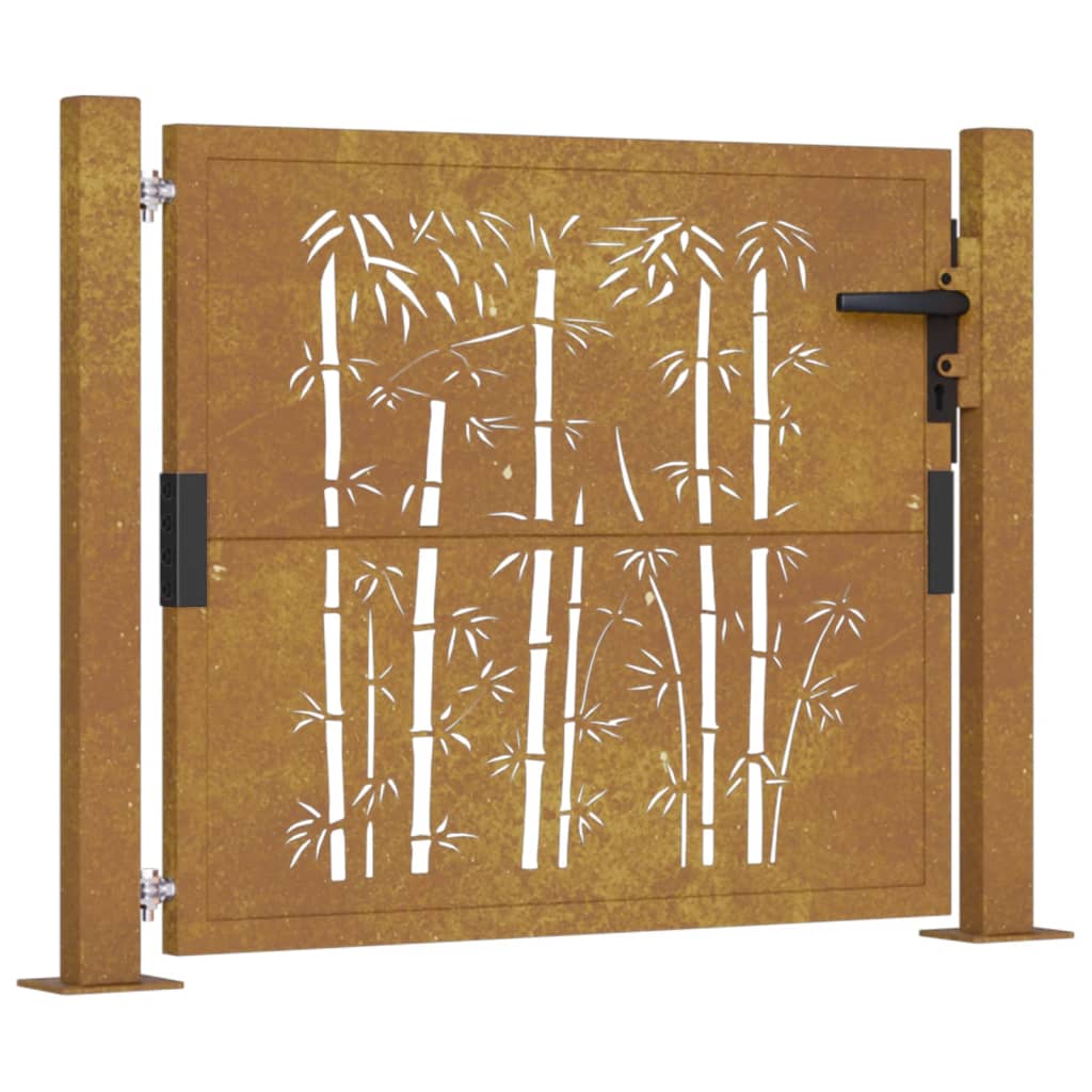 Prečunoliktava - Tev un tavai dzīvei - dārza vārti, 105x105 cm, tērauds, rūsas efekts, bambusa dizains
