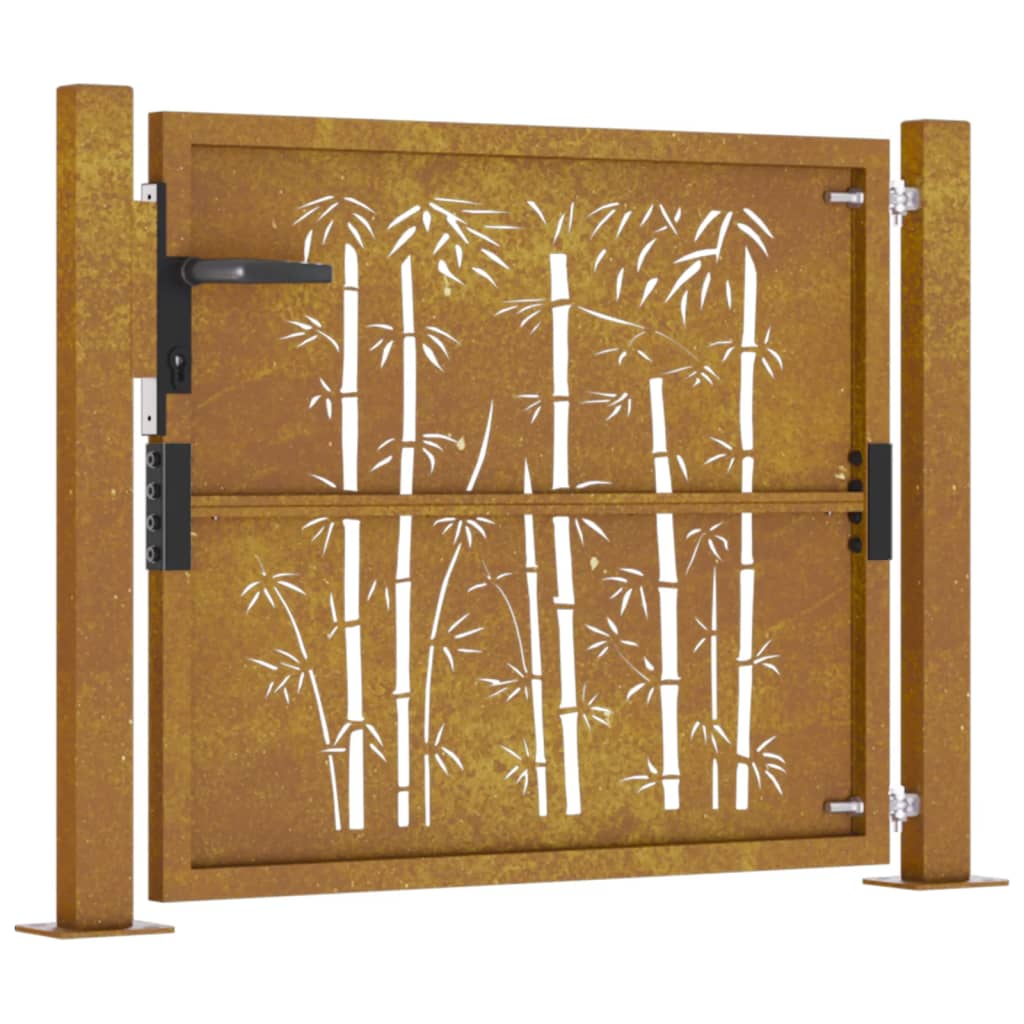 bambuszmintás corten acél kerti kapu 105 x 105 cm
