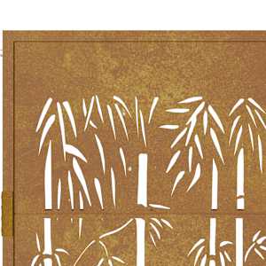 Zahradní branka 100 x 125 cm corten ocel bambusový design - obrázek 8