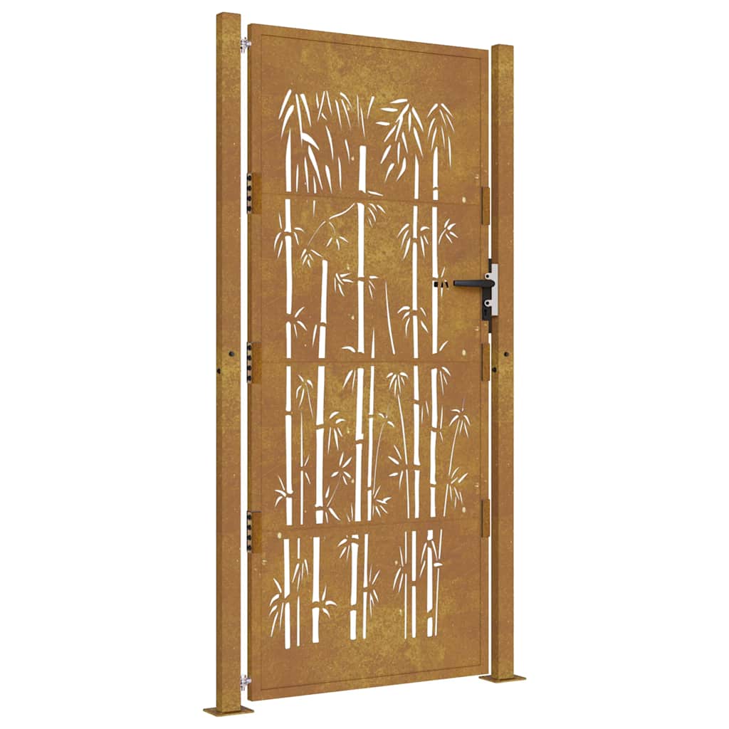 vidaXL Zahradní branka 105 x 205 cm cortenová ocel Bambus
