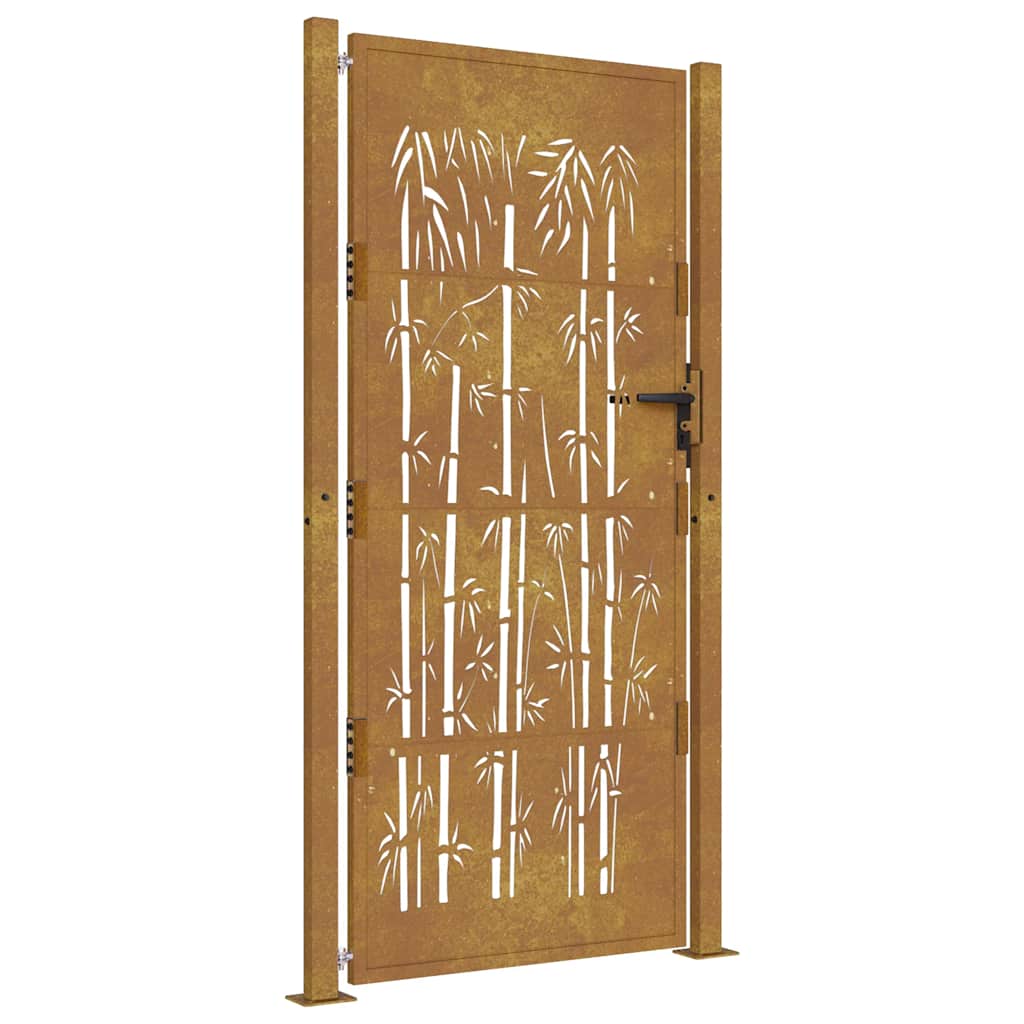 vidaXL Zahradní brána 100 x 200 cm corten ocel bambusový design