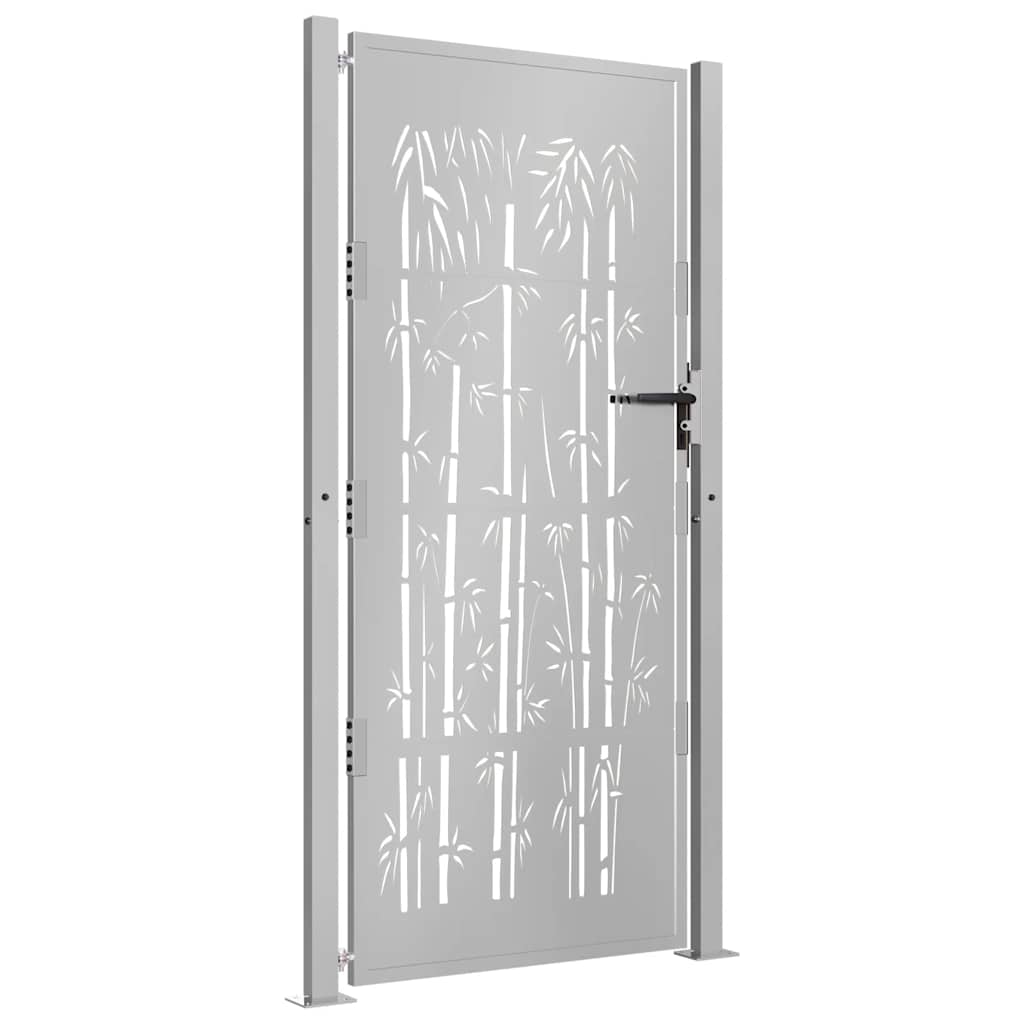 vidaXL Poort met bamboe-ontwerp 105x205 cm cortenstaal afbeelding