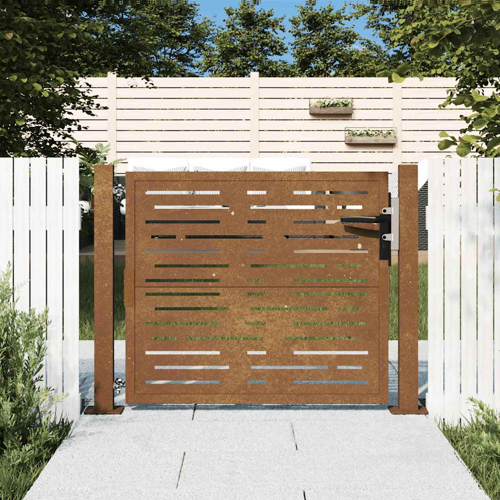  Garden Gate Driveway Gate Fence Gate Fence Corten Steel Square Design vidaXL