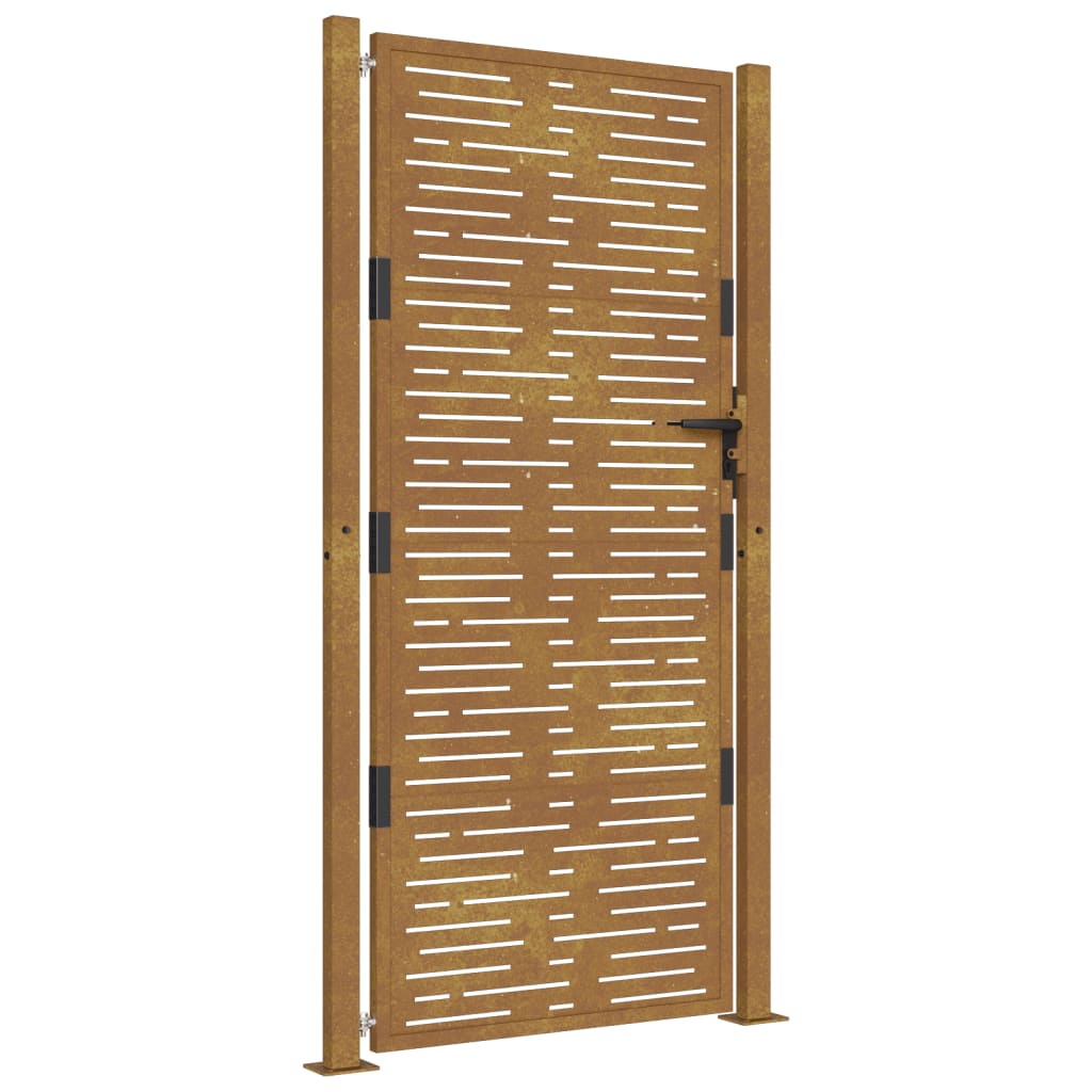 vidaXL Vrtna vrata 105x205 cm corten jeklo kvadraten dizajn