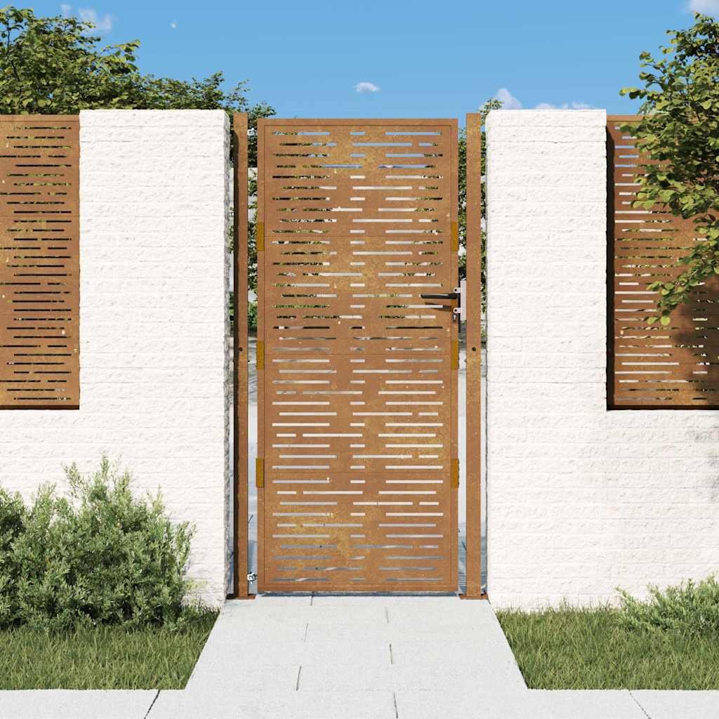 vidaXL Poartă pentru grădină, 105x205 cm, oțel corten, dreptunghiuri