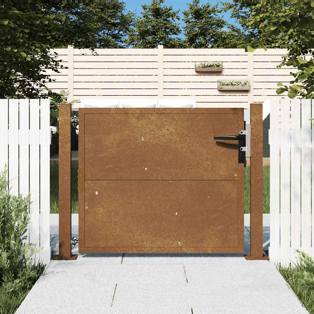  Garden Gate Patio Outdoor Driveway Gate Fence Gate Fence Corten Steel vidaXL