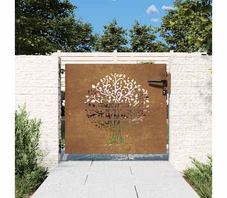vidaXL Portail de jardin 85x100 cm acier corten conception de l'arbre