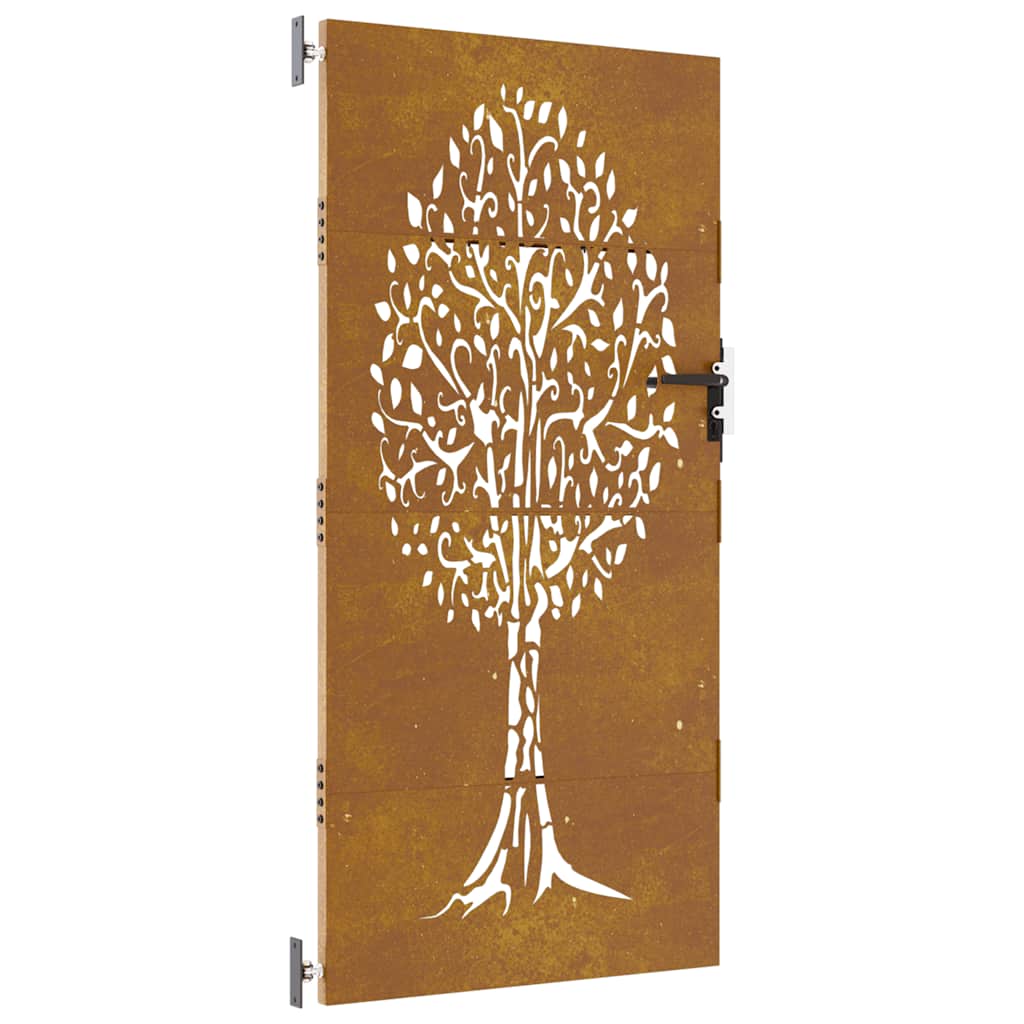 vidaXL Zahradní branka 85 x 175 cm cortenová ocel Strom