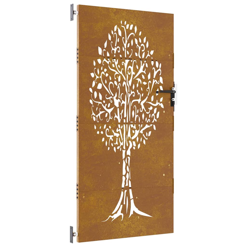 vidaXL Zahradní branka 85 x 200 cm cortenová ocel Strom