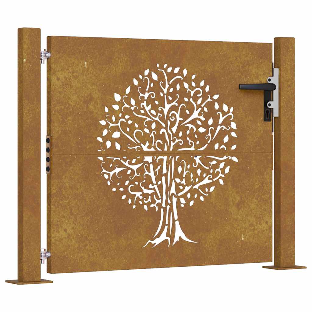vidaXL Zahradní branka 105 x 80 cm cortenová ocel Strom