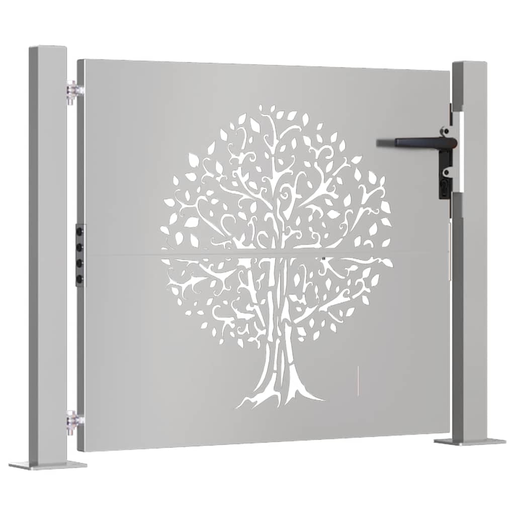 vidaXL Záhradná brána 105x80 cm kortenová oceľ dizajn stromu