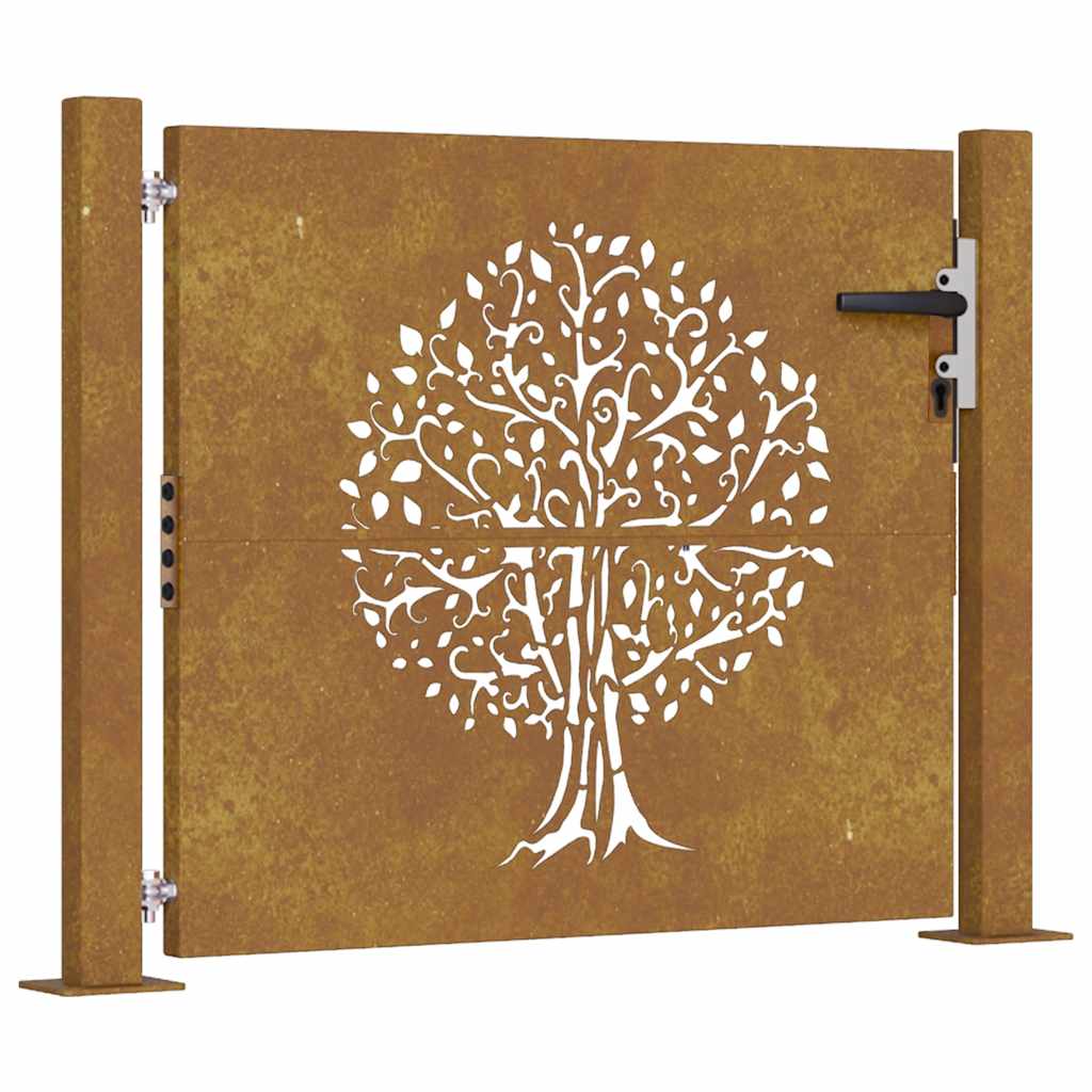vidaXL Zahradní branka 105 x 105 cm cortenová ocel Strom