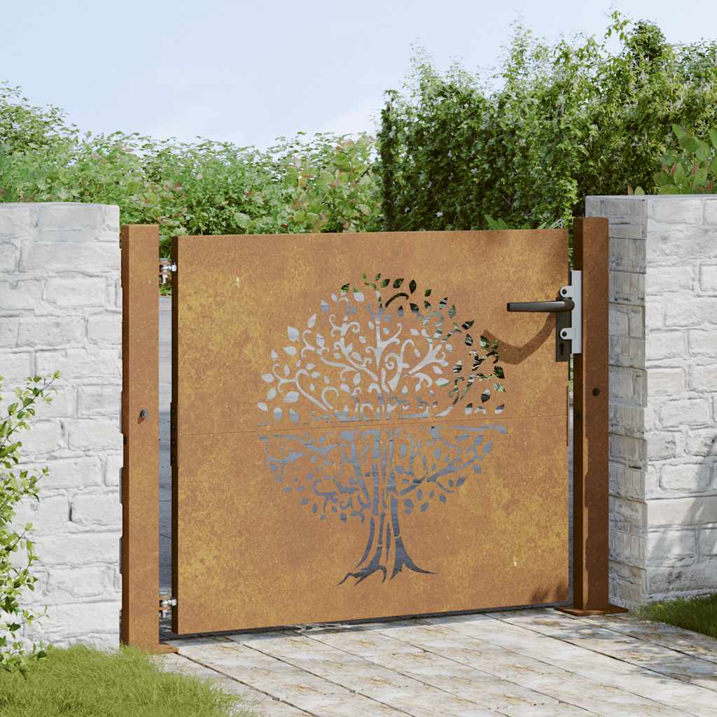 vidaXL Poort 105x105 cm boomontwerp cortenstaal afbeelding