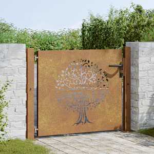 Zahradní branka 100 x 100 cm z cortenové oceli, design stromu - obrázek 3