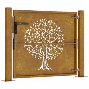 Zahradní branka 100 x 100 cm z cortenové oceli, design stromu - obrázek 6