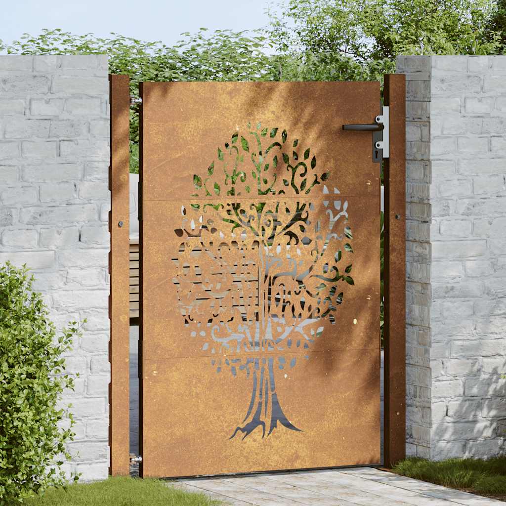 vidaXL famintás corten acél kerti kapu 105 x 130 cm