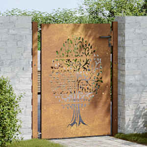 vidaXL Puutarhaportti 100x125 cm Corten-ter&auml;s, puukuvio