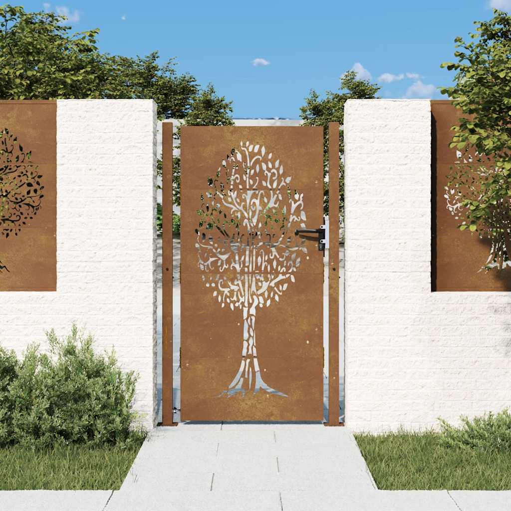 Portail de jardin 105x180 cm acier corten conception de l'arbre