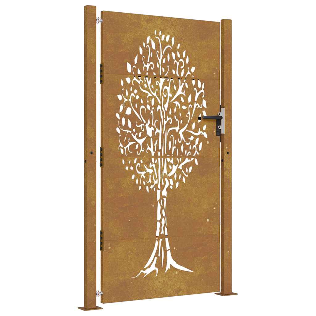 vidaXL Zahradní branka 105 x 205 cm cortenová ocel design stromu