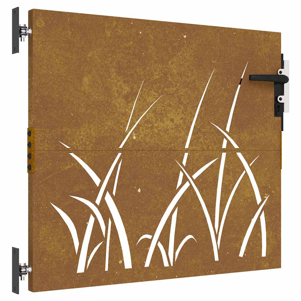 vidaXL Zahradní branka 85 x 75 cm cortenová ocel Tráva
