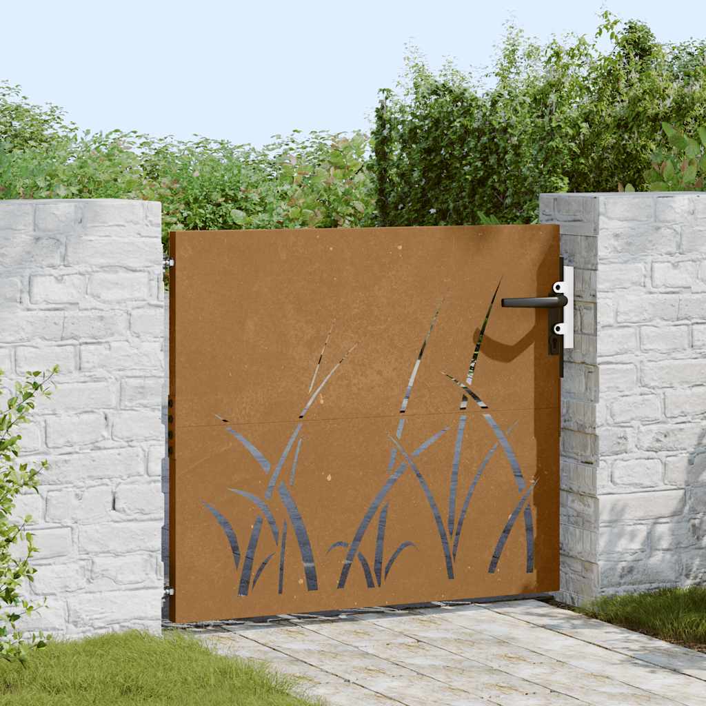 Thumbnail - vidaXL Gartentor 85x100 cm Cortenstahl Gras-Design