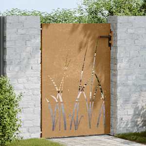 Zahradní branka 85 x 125 cm z cortenové oceli, design s trávou - obrázek 3
