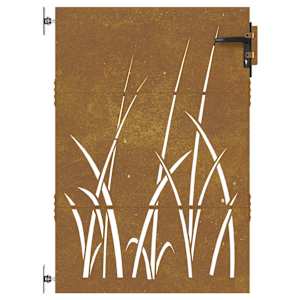 Zahradní branka 85 x 125 cm z cortenové oceli, design s trávou - obrázek 4