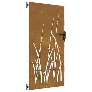 Zahradní branka 85 x 175 cm z cortenové oceli, design s trávou - obrázek 2