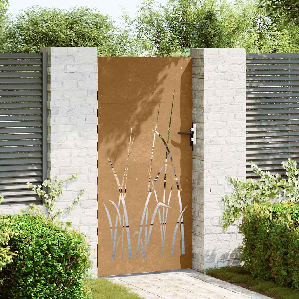 Thumbnail - vidaXL Gartentor 85x175 cm Cortenstahl Gras-Design