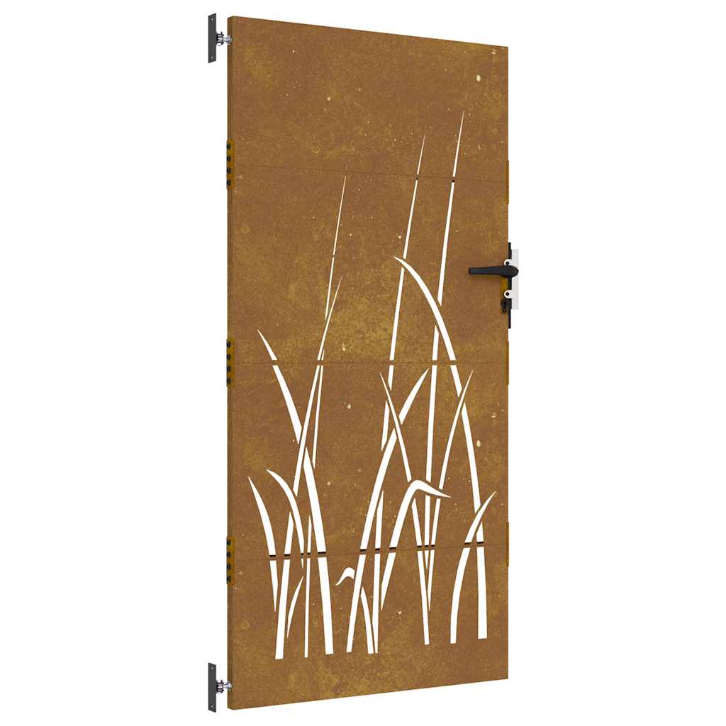 vidaXL Zahradní branka 85 x 200 cm cortenová ocel Tráva