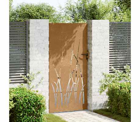 vidaXL Portail de jardin 85x200 cm acier corten conception d'herbe