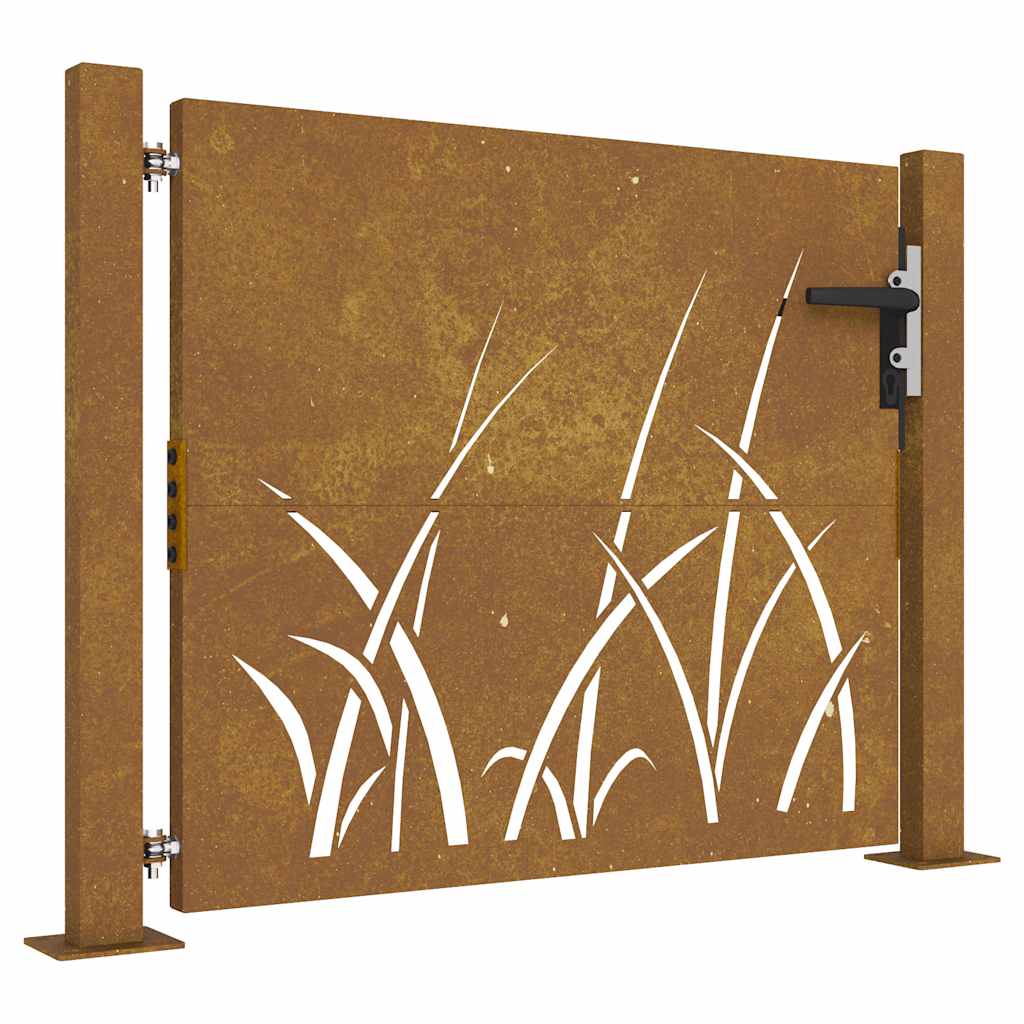 vidaXL Zahradní branka 105 x 80 cm cortenová ocel Tráva