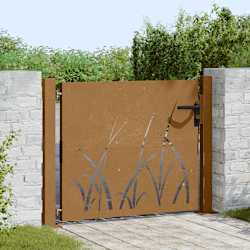 vidaXL dārza vārti, 100x100 cm, Corten tērauds, zāles dizains