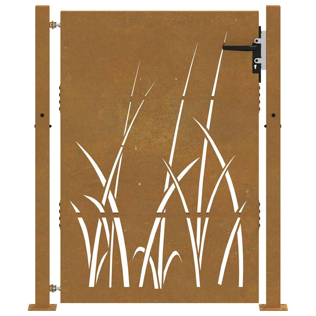 Thumbnail - vidaXL Gartentor 105x130 cm Cortenstahl Gras-Design