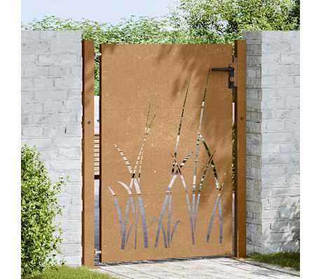 vidaXL Garden Gate 105x155 cm Corten Steel Grass Design