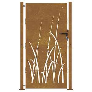 Zahradní branka 100 x 175 cm z corten oceli, design s trávou - obrázek 4