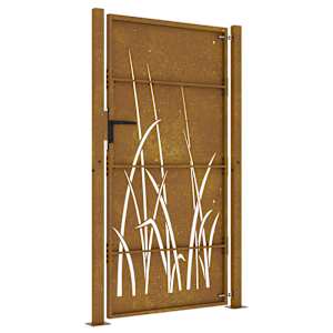 Zahradní branka 100 x 175 cm z corten oceli, design s trávou - obrázek 6