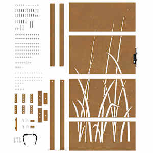 Zahradní branka 100 x 175 cm z corten oceli, design s trávou - obrázek 9