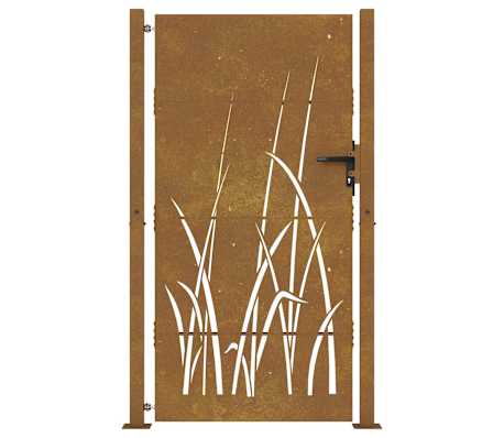 Cancello Da Giardino 105x205 Cm In Acciaio Corten Design Bambù - 7