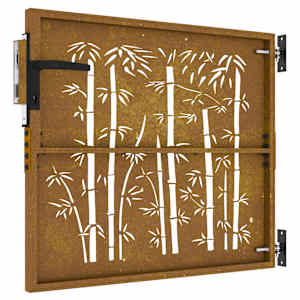 Zahradní branka 85 x 75 cm corten ocel bambusový design - obrázek 5