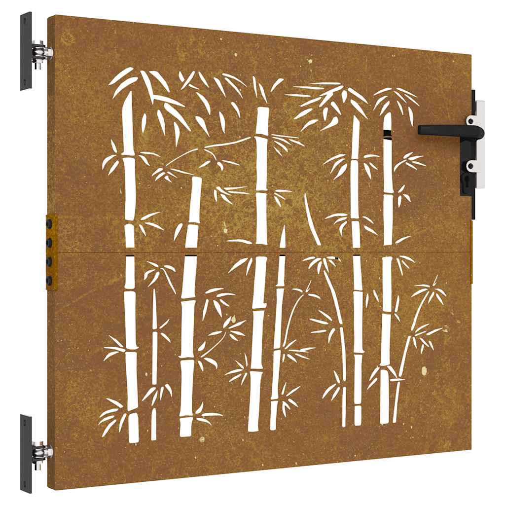 vidaXL Zahradní branka 85 x 100 cm cortenová ocel Bambus