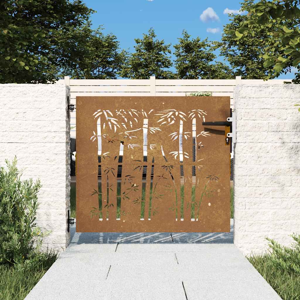 vidaXL Gartentor 85x100 cm Cortenstahl Bambus-Design