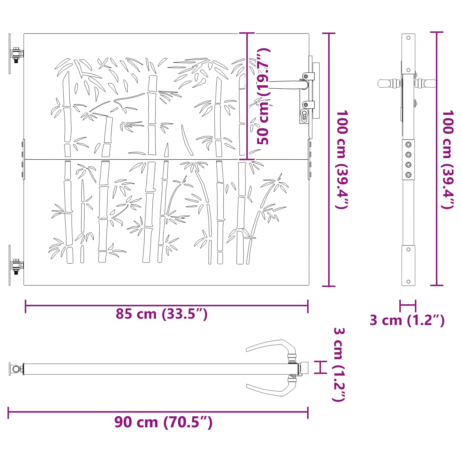 Garden Gate Bamboo Design size guide