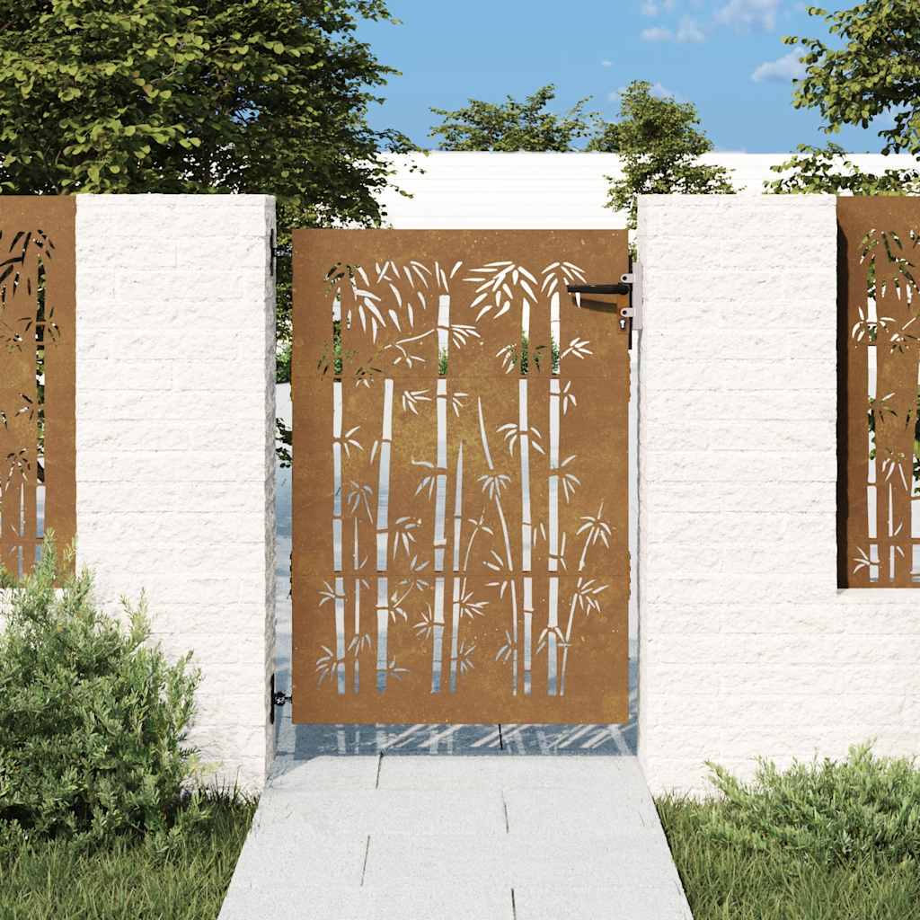 vidaXL Poartă pentru grădină, 85x150 cm, oțel corten, model bambus