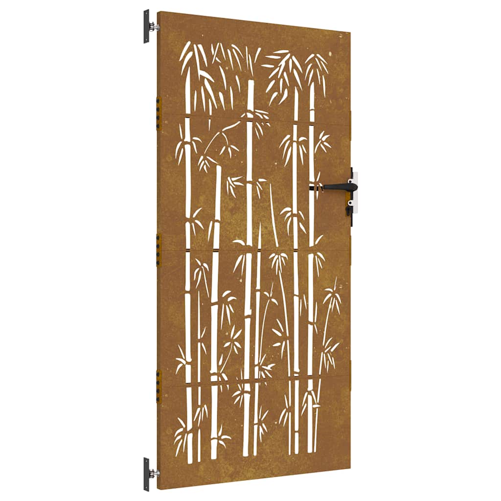vidaXL Zahradní branka 85 x 175 cm cortenová ocel Bambus